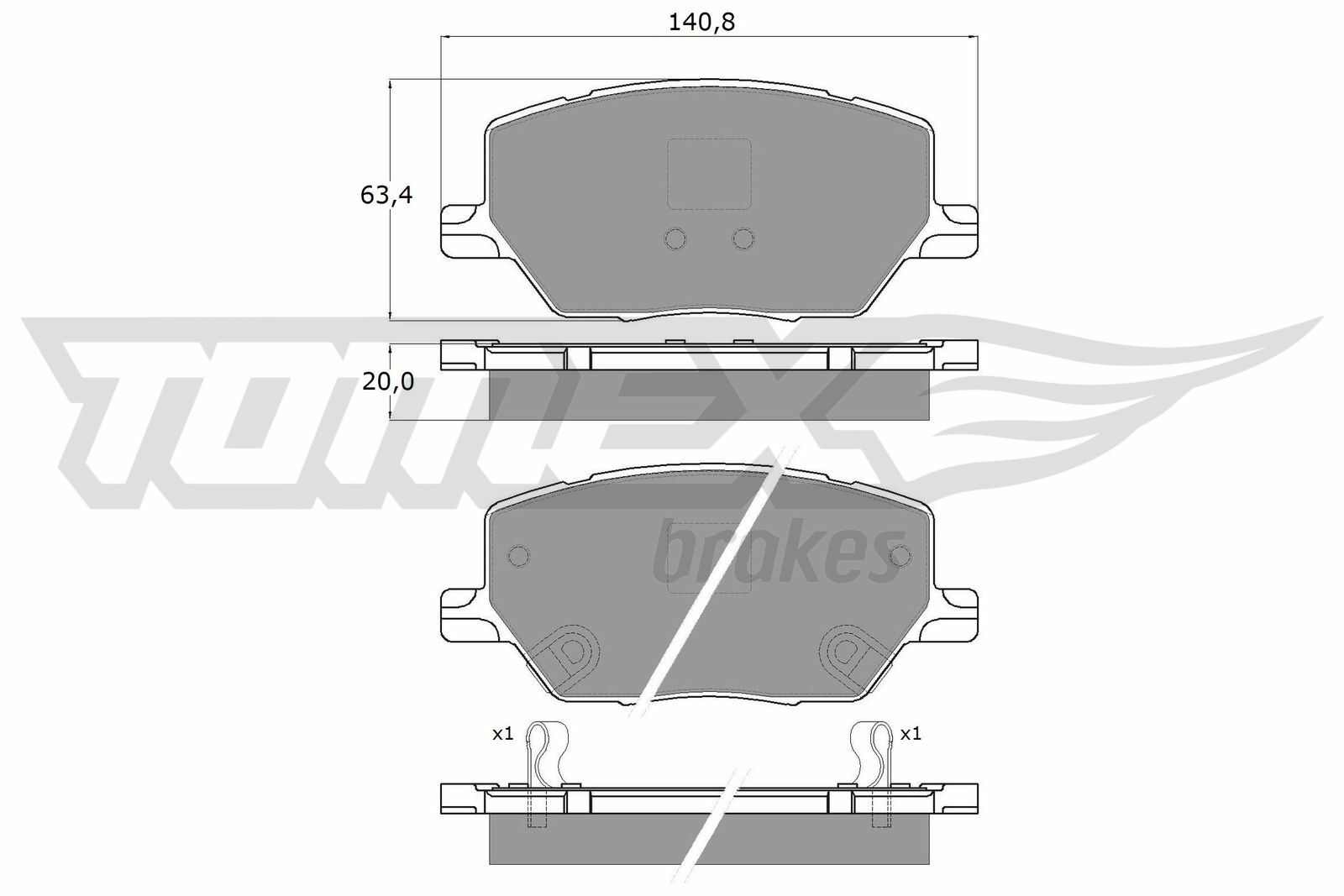 Sada brzdových destiček, kotoučová brzda TOMEX Brakes